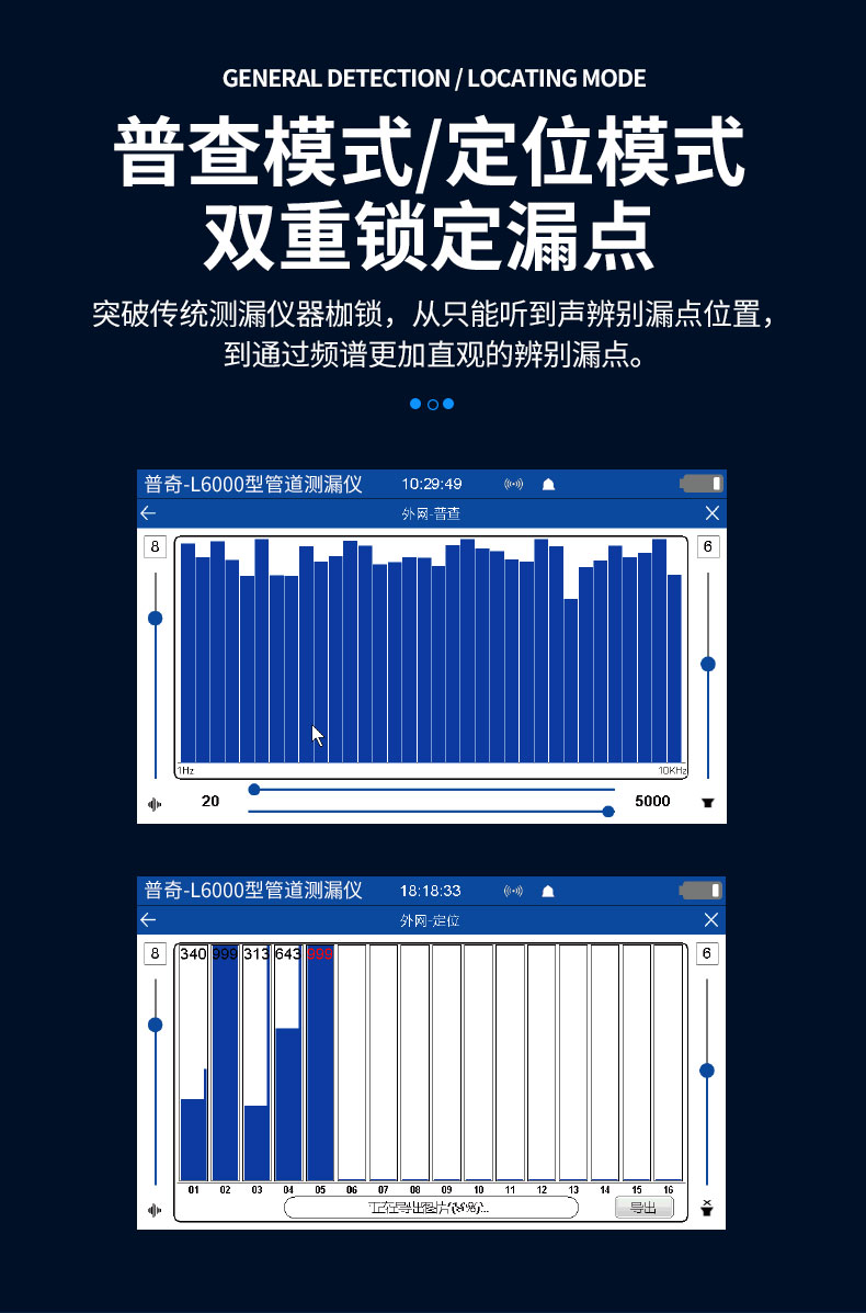 普奇l6000型管道测漏仪普查+定位双模式