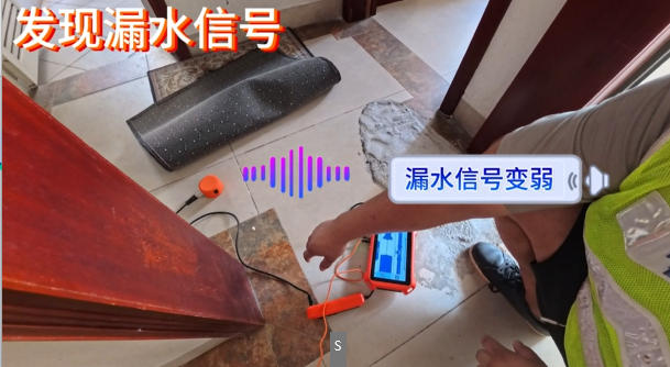 小区家庭水管漏水点检测案例，普奇PQ125E精准定位复漏点-发现漏水点3.jpg